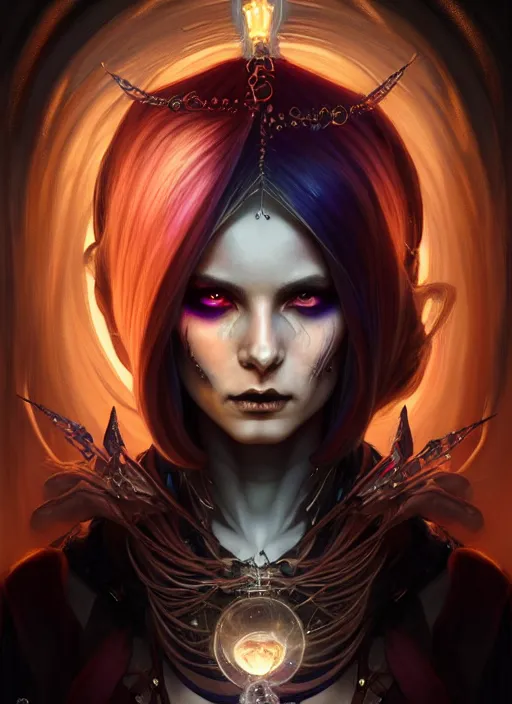 Image similar to a beautiful cinematic female Necromancer Sorceress, galatic shamen with Quantum energy fantasy, fantasy magic, undercut hairstyle, dark light night, intricate, elegant, sharp focus, illustration, highly detailed, digital painting, concept art, matte, art by WLOP and Artgerm and Greg Rutkowski and Alphonse Mucha, masterpiece