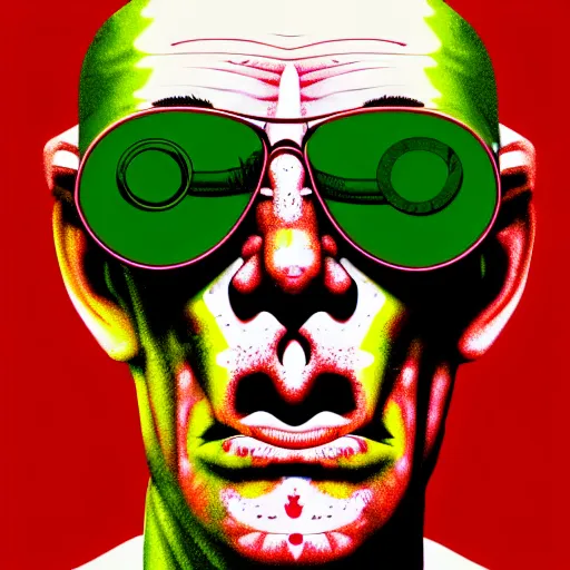 Prompt: an extremely psychedelic portrait of hunter s. thompson, surreal, lsd, face, detailed, intricate, elegant, lithe, highly detailed, digital painting, artstation, concept art, smooth, sharp focus, illustration