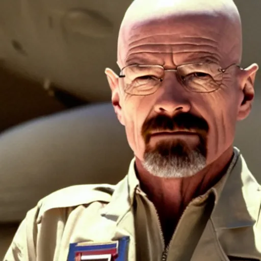 Image similar to still of Walter White as a soldier in the movie Top Gun: Maverick (2022)