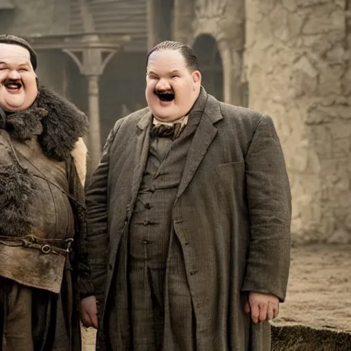 Image similar to oliver hardy and stan laurel in game of thrones