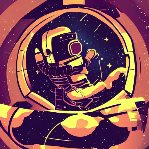 Prompt: an astronaut relaxing in space, manga character, anime, vector art, glitchcore, studio ghibli,