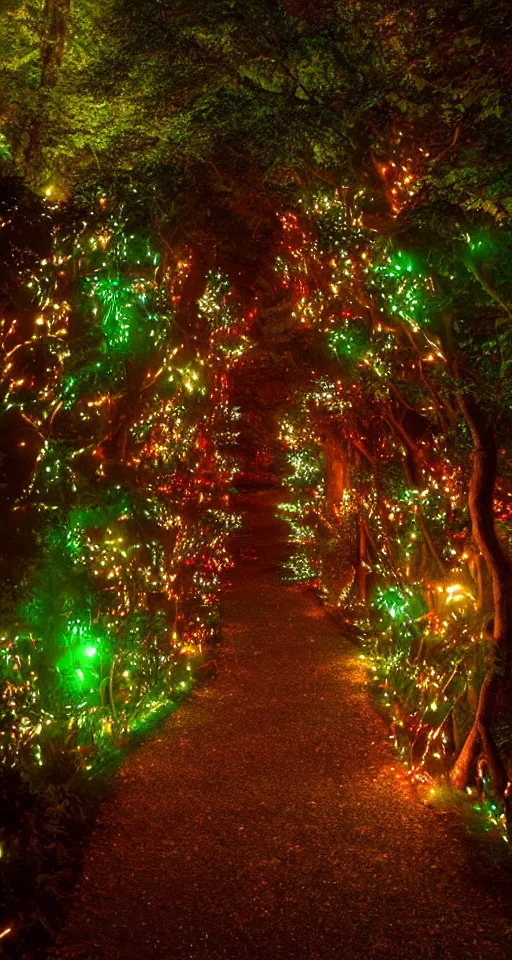 Prompt: a winding pathway through lothlorien, illuminated by an otherworldly glow