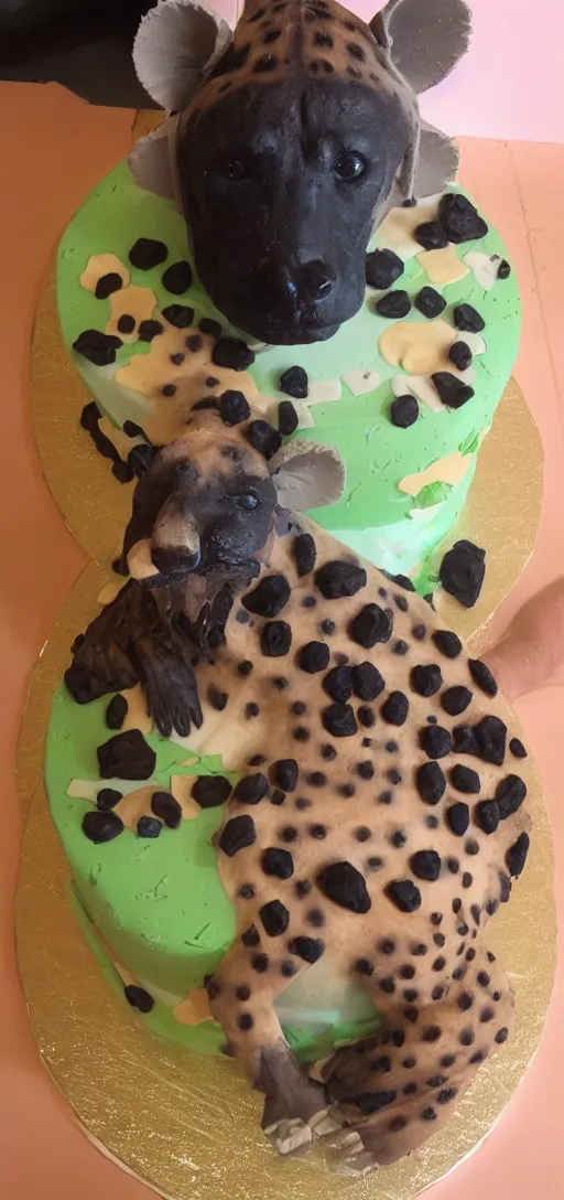 Image similar to birthday cake with hyena sitting on top