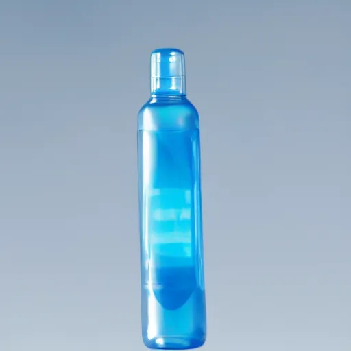 Prompt: symmetrical photo of small white plastic bottle standing in sci - fi ocassion, products shot