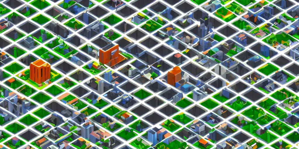 Image similar to voxel art of Stockholm, isometric view