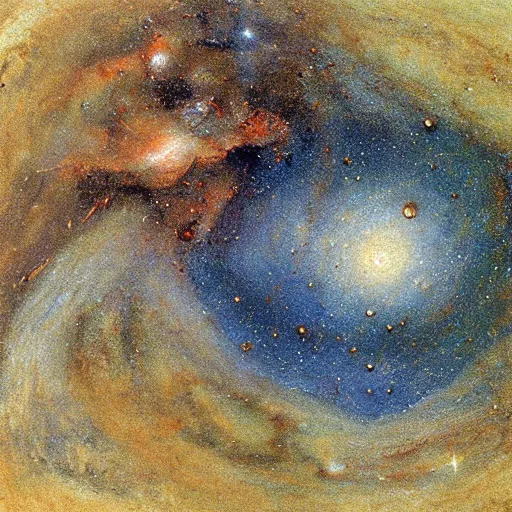 Prompt: a painting of galaxies colliding by Leonardo Da Vinci