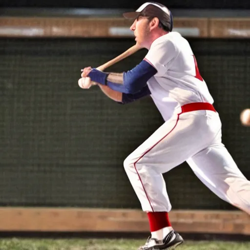 Image similar to saul goodman batting in a game of baseball