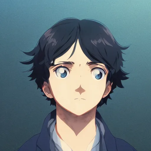 Image similar to high quality portrait of edgar poe. art by makoto shinkai, crunchyroll, pixiv, danbooru, hd, headshot, cinematic still, detailed anime face, bokeh, digital art, cel shading, vivid colors, ambient lighting