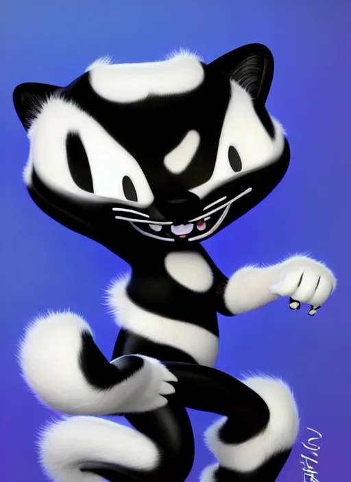 Image similar to photo of a gorgeous Felix the cat in the style of stefan kostic, realistic, sharp focus, 8k high definition, insanely detailed, intricate, elegant, art by stanley lau and artgerm