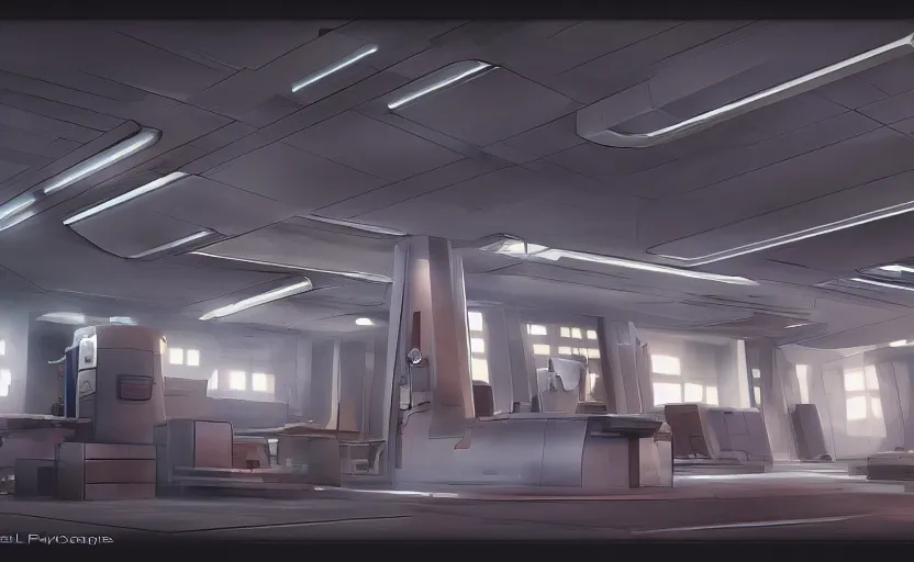 Prompt: Futuristic police station. By Frank Lloyd Wright, concept art, digital painting, unreal engine, neoclassical,highly detailded