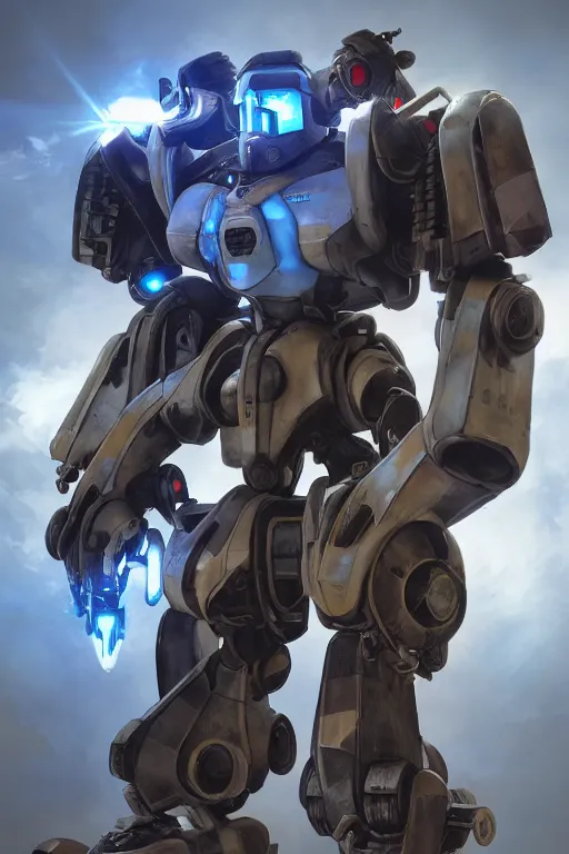 Image similar to mechwarrior 5 : mercenaries mech megaman transformer robot boss tank engine game octane render, 4 k, hd 2 0 2 2 3 d cgi rtx hdr style chrome reflexion glow fanart, global illumination ray tracing hdr fanart arstation by ian pesty by jesper ejsing pixar and disney unreal zbrush central hardmesh