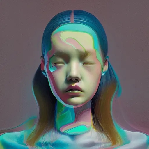 Image similar to abstract 3d female portrait age 10 by james jean and Jason Chan, redering, redshift, octane