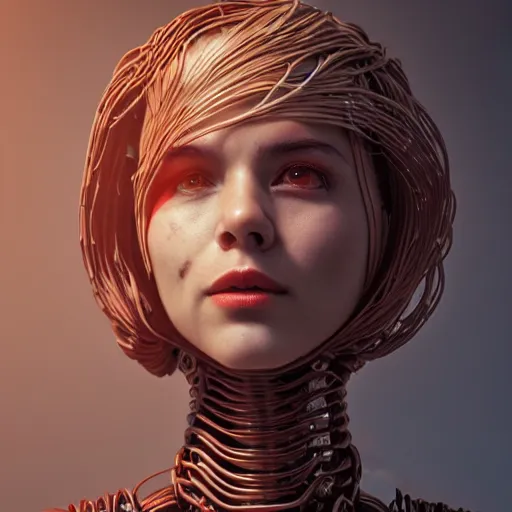 Prompt: a hyper real comic book style portait painting of robots made of spaghetti, unreal 5, hyperrealistic, octane render, cosplay, rpg portrait, dynamic lighting