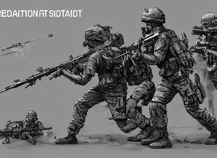 Image similar to intervention from soldiers, military, detailed, intricate, trending on artstation