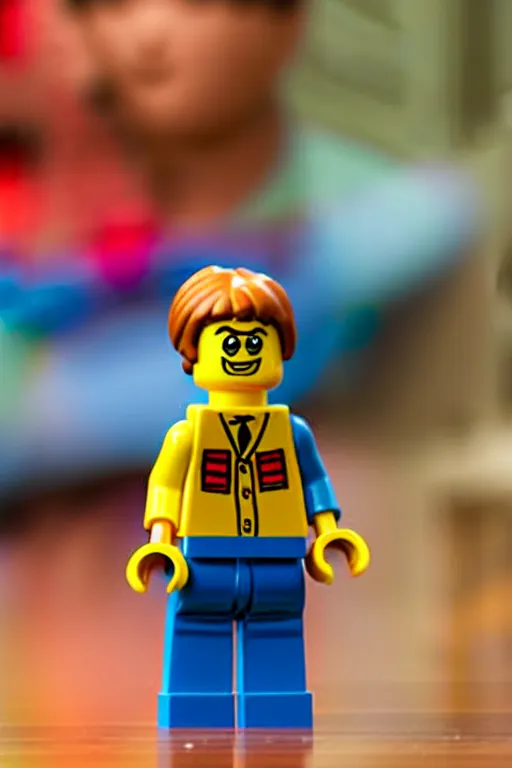 Image similar to closeup studio photograph of a scooby doo lego mini figurine, depth of field, 5 0 mm, 8 k, soft vignette