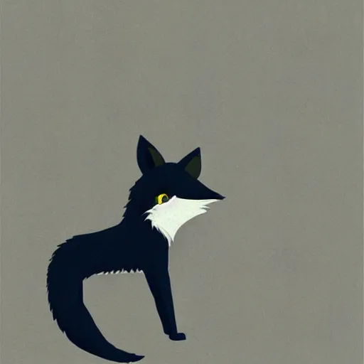 Prompt: ghibli, concept art illustration, fox, white background