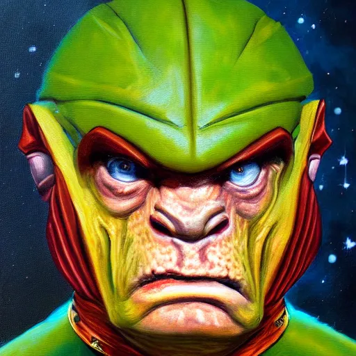 Image similar to fantasy oil painting portrait of a gorn from star trek