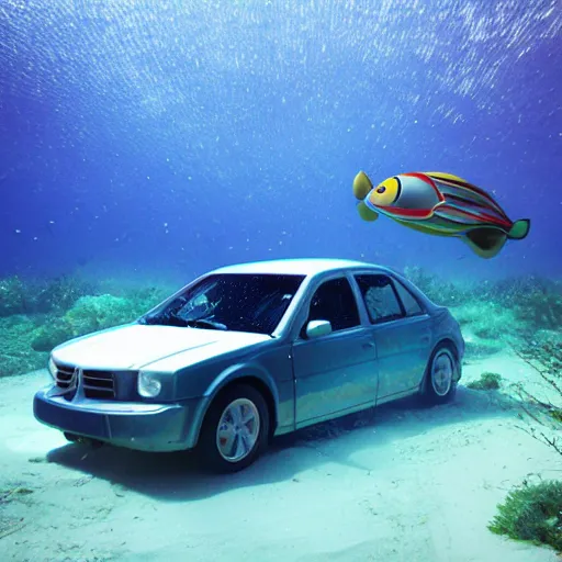 Prompt: underwater car