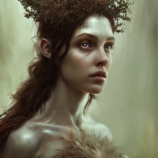 Image similar to photo realistic image of dryad, stunning 3 d render inspired art by istvan sandorfi and greg rutkowski, perfect facial symmetry, realistic, highly detailed attributes and atmosphere, dim volumetric cinematic lighting,