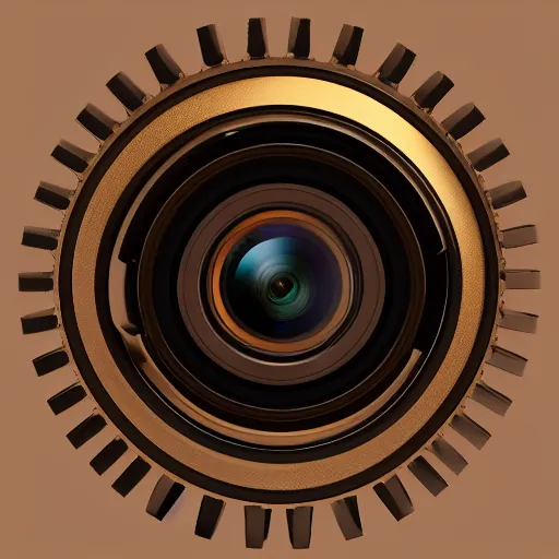 prompthunt: a camera lens made of cogs, gears, pistons, and steam. golden  and brown hues. 8 k. detailed. 3 d render