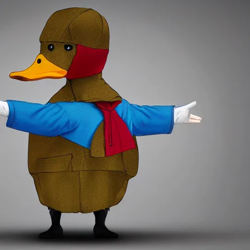 Image similar to digital art, a duck dressed in a jacket suit with a hat predicting a crash in the cryptocurrency markets