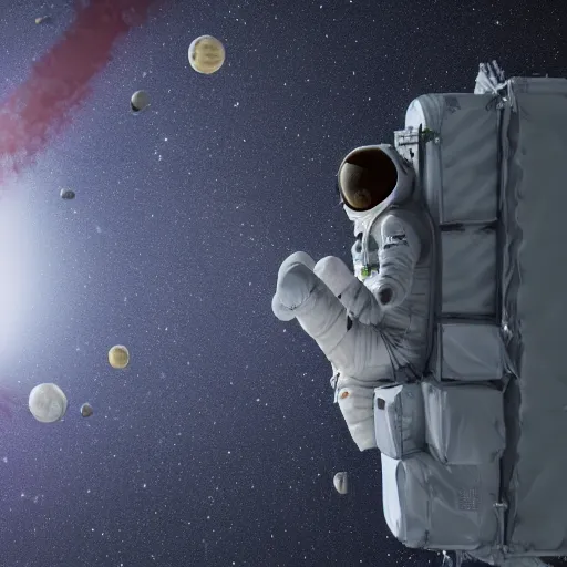 Prompt: two people in space chilling, animated, highly detailed, elegant, 4K