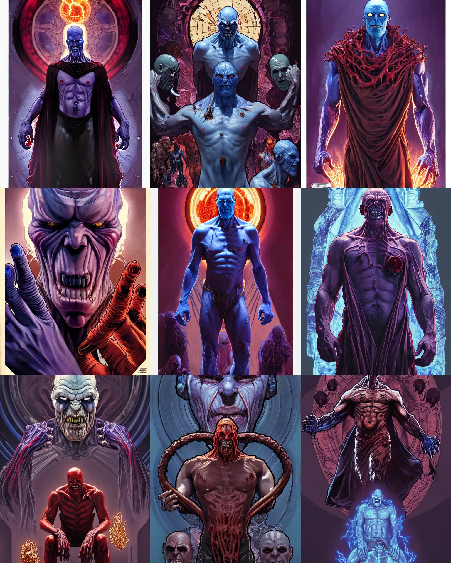Prompt: the platonic ideal of gta v of cletus kasady ultimate carnage thanos dementor doctor manhattan chtulu nazgul, detailed, intricate, hyperrealism, intense, scary, decay, dmt, art by brock hofer and artgerm and greg rutkowski and alphonse mucha