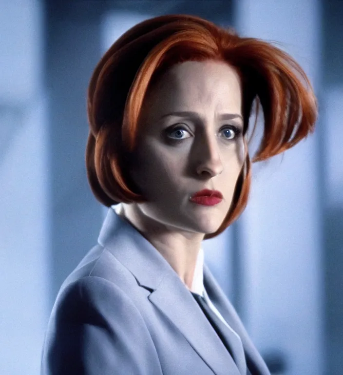 Image similar to film still of raven bird as scully in x - files movie, 4 k