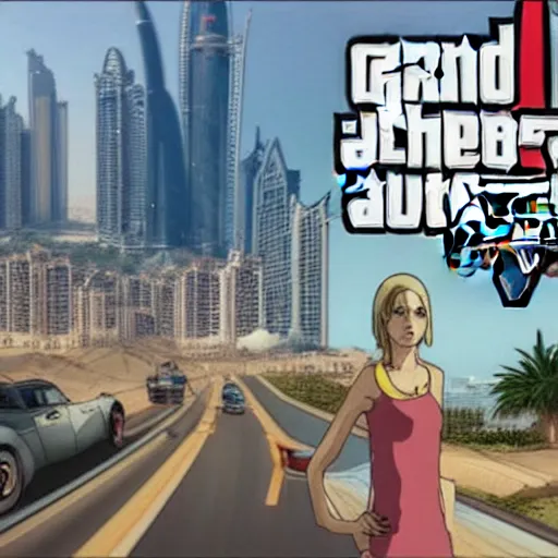 Image similar to gta : dubai by hayao miyazaki