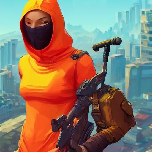 Prompt: Angel cherub balaclava orange mask hoodie fantasy art apex fortnite Video game icon, 2d game art gta5 cover , official fanart behance hd artstation by Jesper Ejsing, by RHADS, Makoto Shinkai and Lois van baarle, ilya kuvshinov, rossdraws