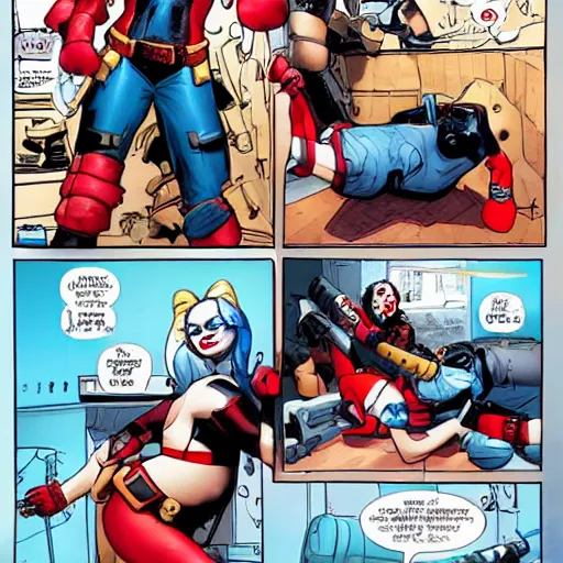 Image similar to harley quinn being catapulted out of a canon