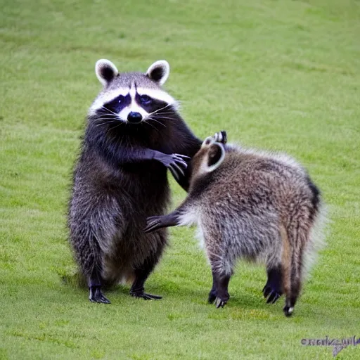 Image similar to raccoon being bullied by a cow