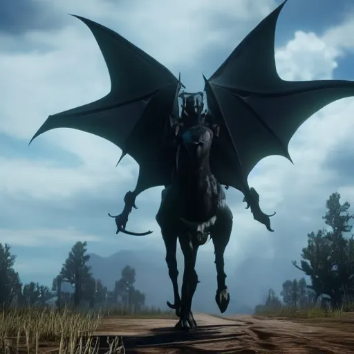 Prompt: Film still of the Ender Dragon, from Red Dead Redemption 2 (2018 video game)