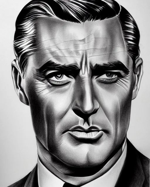 Image similar to hyper realistic full figure pencil drawing of cary grant from north by northwest, monochrome, water color, detailed, rim light, diffused, intricate, by anna dittmann