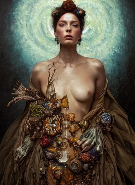 Image similar to highly detailed oil painting | very intricate | cinematic lighting | award - winning | bacteria shaman tardigrade fashion by alexander mcqueen | by roberto ferri, by tom bagshaw, by j. c. leyendecker and klimt, american romanticism, by austin osman spare, artstation, cgsociety, official art, octane