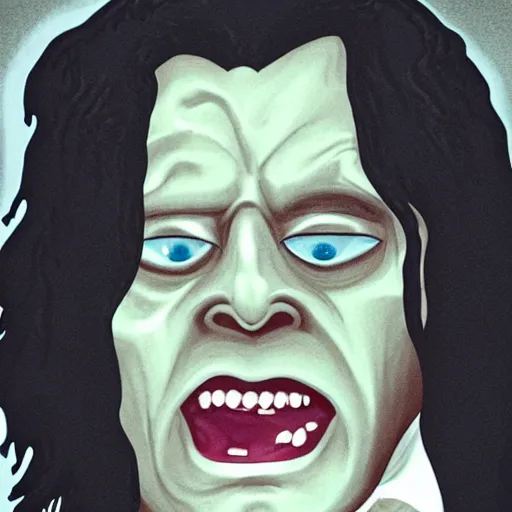 Prompt: melting tommy wiseau, dramatic lighting, horror lighting, 8k