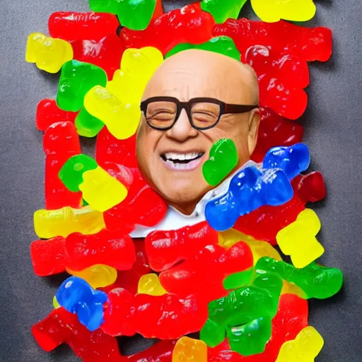 Image similar to Haribo Gummy Danny Devito made of gummy