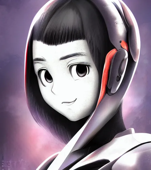 Image similar to manga Pixar anime cyborg girl portrait detailed rendering realistic 3d hd key visual official media with frank Miller Alex Ross giger style trending pixiv