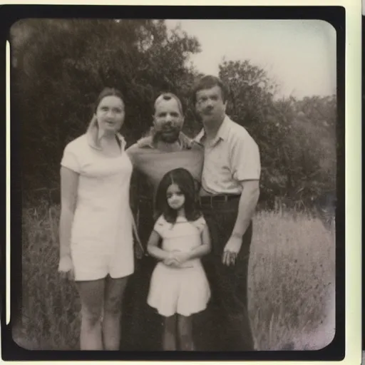 Prompt: polaroid photo homemade photo of a family in the morning, august 1968, color photo, award winning