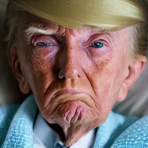 Prompt: dslr photo portrait still of 1 1 2 year old age 1 1 2 donald trump at age 1 1 2!!!, 8 5 mm f 1. 8