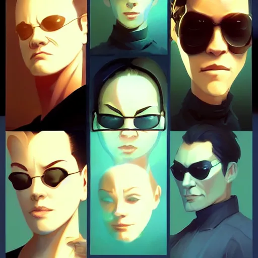 Image similar to face icon stylized minimalist the matrix, loftis, cory behance hd by jesper ejsing, by rhads, makoto shinkai and lois van baarle, ilya kuvshinov, rossdraws global illumination