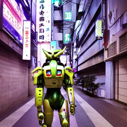 Prompt: eva - 0 1 in real life tokyo, cyberpunk lighting, award winning photo