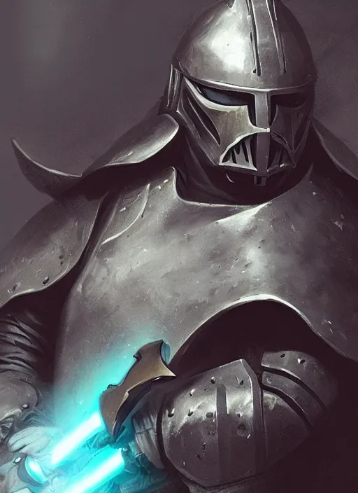 Image similar to a shark wearing knight armor and a lightsaber, fantasy, digital portrait, scifi, realistic, detailed, concept art, comics, ruan jia, wlop