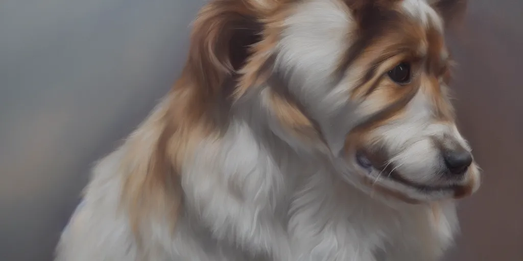 Prompt: a dog, cinematic angle, studio Ghibli, cinematic lighting, detailed oil painting, hyperrealistic, 8k