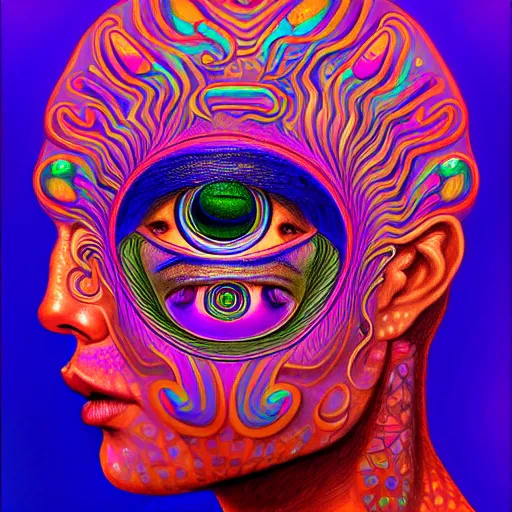 Prompt: An extremely psychedelic portrait of the Third Eye, surreal, LSD, face, detailed, intricate, elegant, lithe, highly detailed, digital painting, artstation, concept art, smooth, sharp focus, illustration