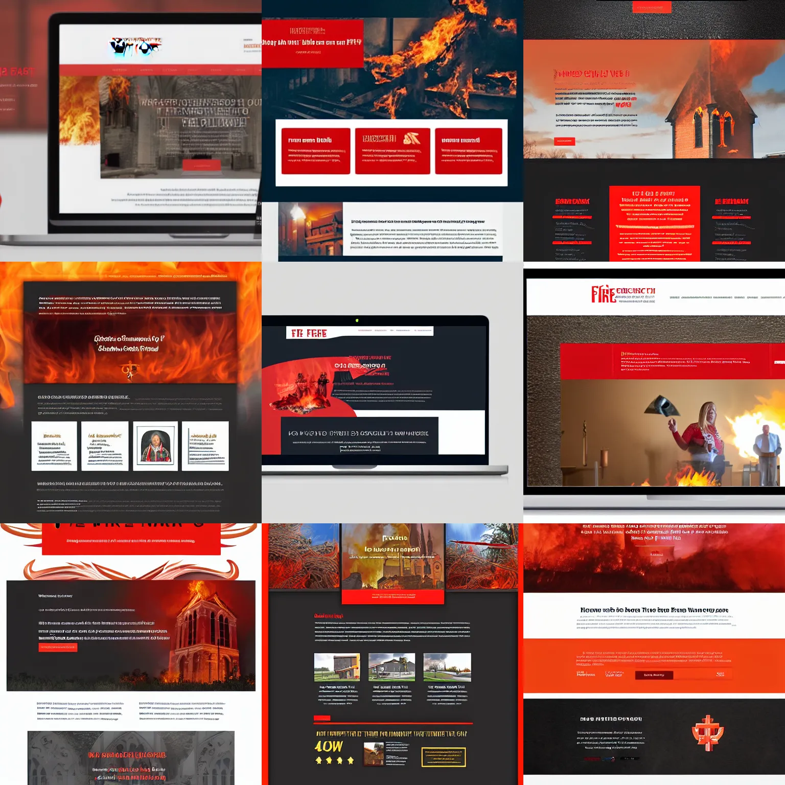 Prompt: fire themed website for a church, home page screenshot, award winning webdesign