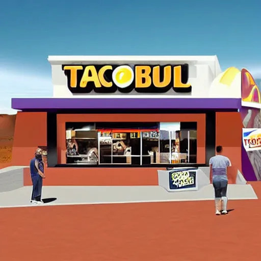 Image similar to taco bell restaurant on mars,