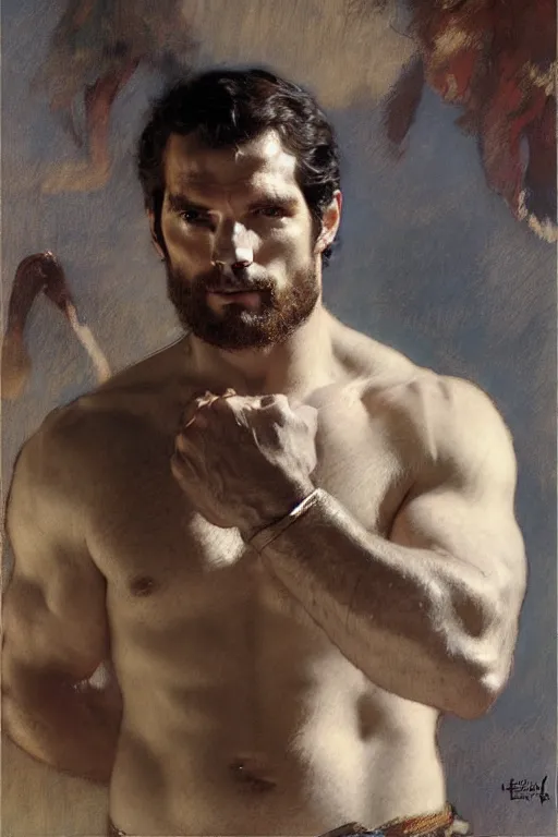 Prompt: henry cavill, painting by gaston bussiere, craig mullins, j. c. leyendecker, edgar degas