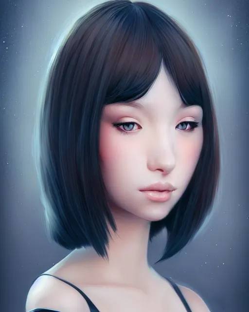 Prompt: a centered portrait of a beautiful nervous girl, by artgerm, ross tran, in the style of ilya kuvshinov. 7 0 mm