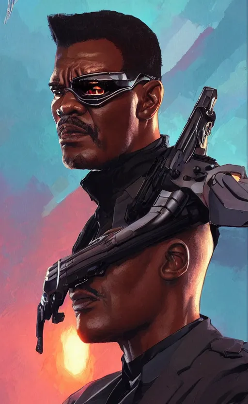 Prompt: Nick Fury, highly detailed, digital painting, artstation, facing camera, concept art, smooth, sharp focus, illustration, art by artgerm and alphonse mucha, high definition digital art, dramatic lighting, in the style of ilya kuvshinov and Ross tran